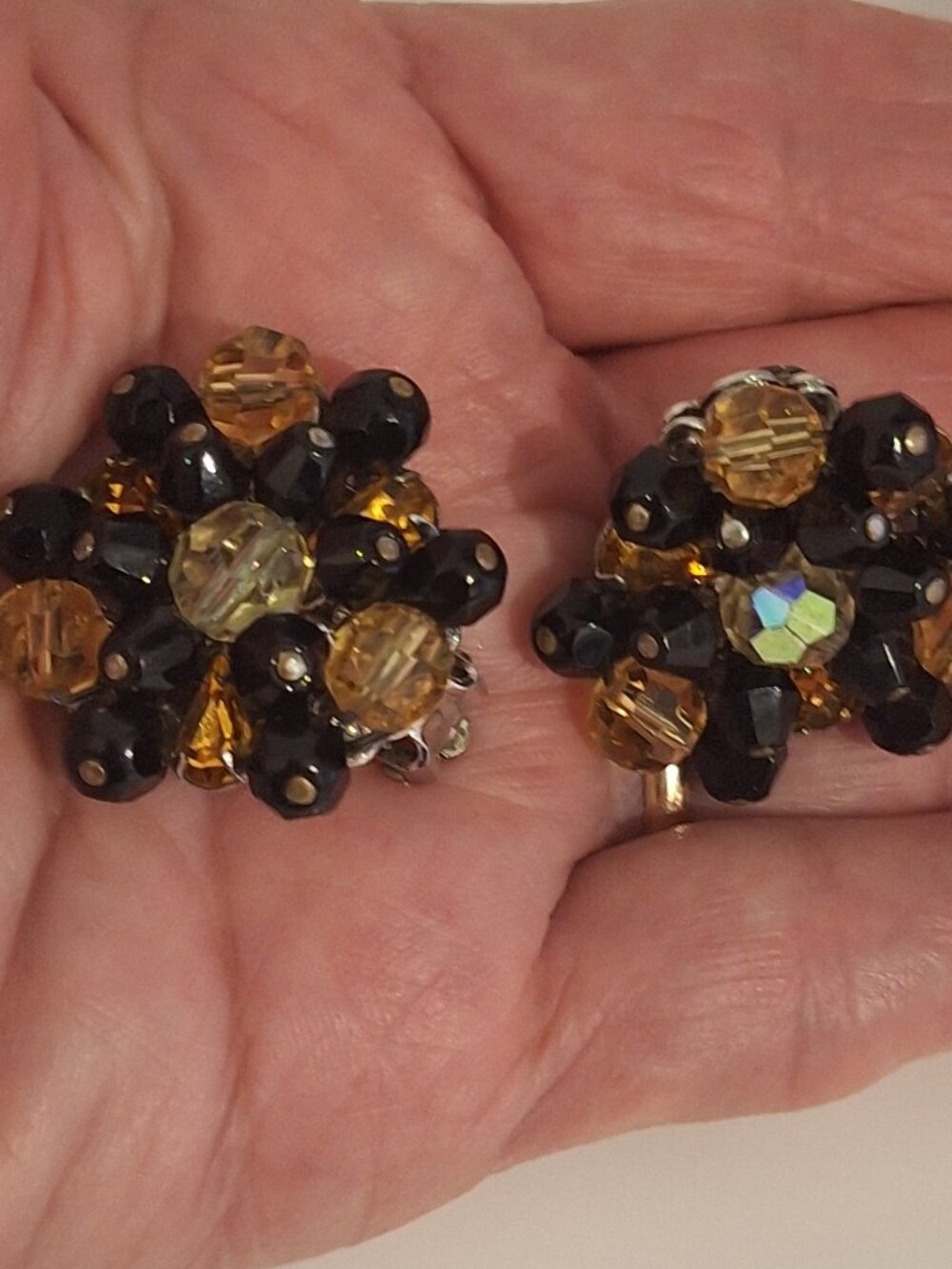 VINTAGE EARRINGS BY  EUGENE BEADED CLUSTERS